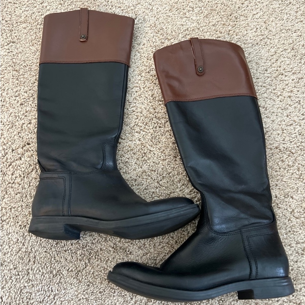 Enzo Black and Brown Heeled Boots